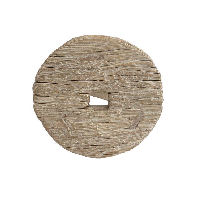 Antique Rustic Wood Wheel Side Table Chairish