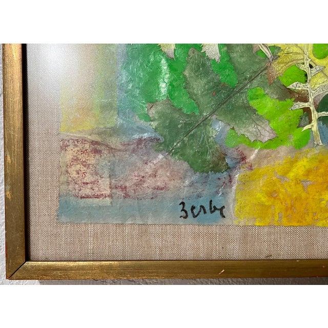 Karl Zerbe, Boston Modernist Painting Floral Foliage Collage German Expressionist Karl Zerbe, 1965 For Sale - Image 10 of 17