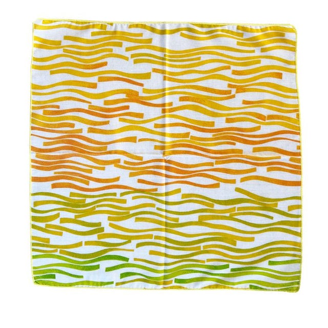Mid Century Square Orange and Yellow Dinner Napkins - Set of 4 For Sale - Image 4 of 4