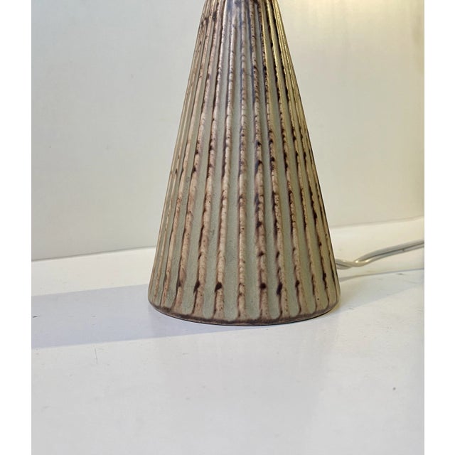 Pink Shaded Table Lamp in Glazed and Fluted Ceramic by Søholm, 1960s For Sale - Image 4 of 8