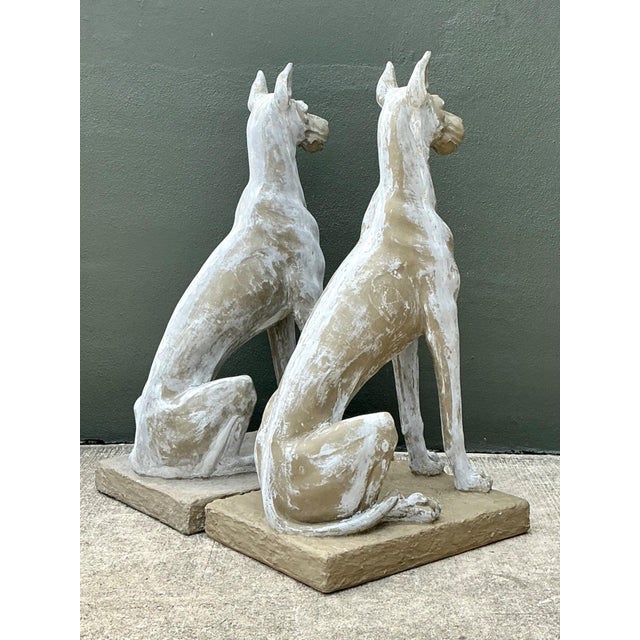 Vintage Eco Plaster Great Dane Sculptures - Pair For Sale - Image 15 of 17