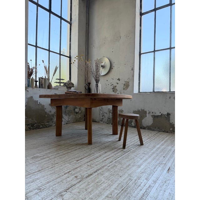 Constructivist Round Pine Table, 1950s For Sale - Image 3 of 18
