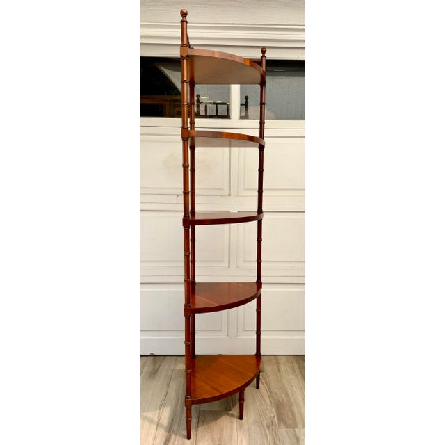 Brown English Traditional Faux Bamboo Five-Tier Corner Étagère For Sale - Image 8 of 14