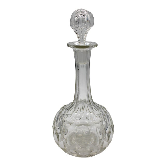 Circa 1880 Anglo-Irish Round Slender Neck Decanter With Stopper For Sale