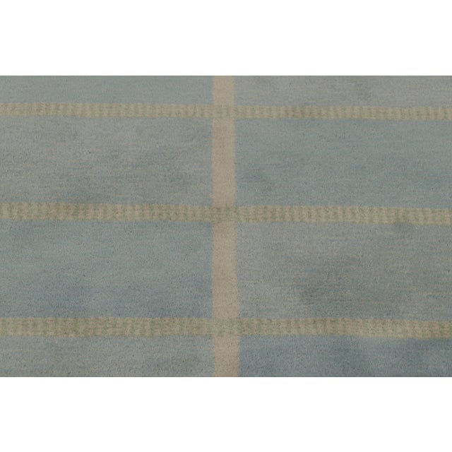 Rug & Kilim Rug & Kilim’s Swedish Art Deco Inspired Rug in Dusty Blue With Geometric Pattern For Sale - Image 4 of 8