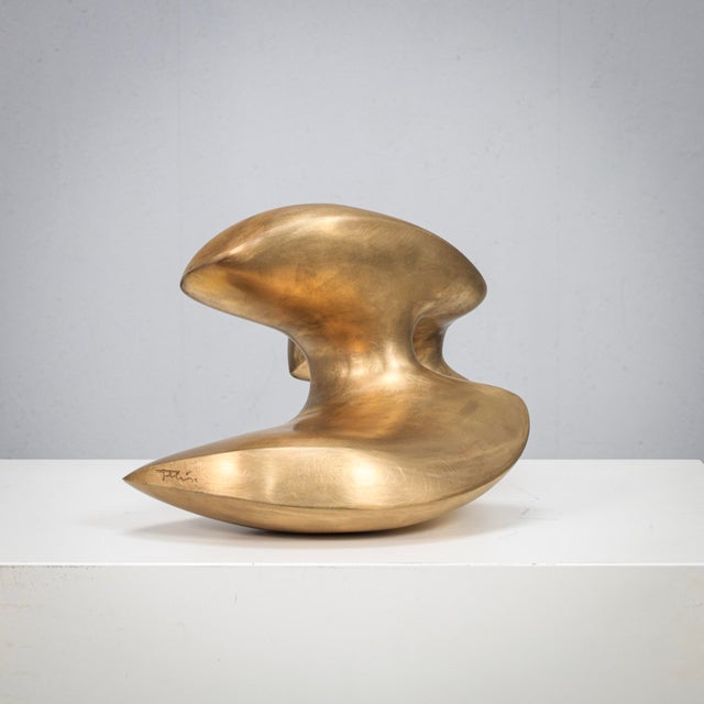 A captivating bronze sculpture by dutch artist felix van de beek, exploring the fluid boundary between abstraction and...