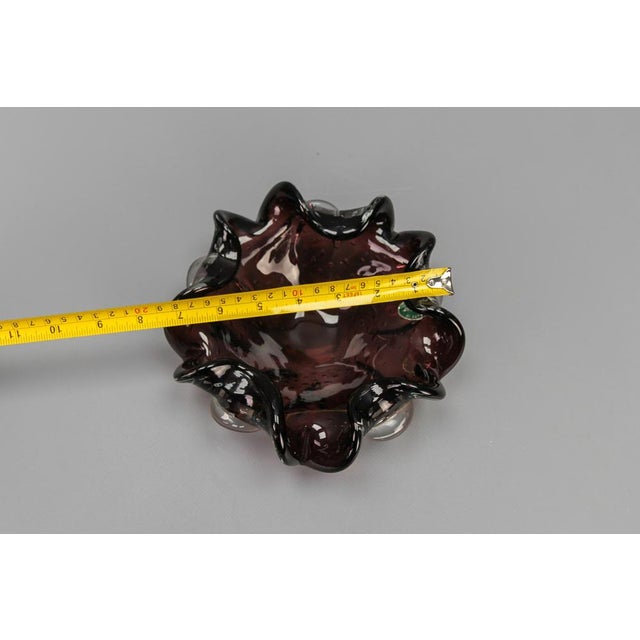 Mid-Century Dark Purple Murano Bubble Glass Bowl, Italy, 1960s For Sale - Image 15 of 17