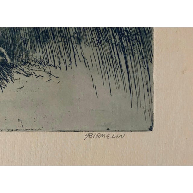 American Robert A. Birmelin, Man In Field With Dogs, American Modernist Abstract Etching For Sale - Image 3 of 6