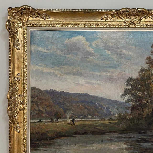 Wood Framed Oil Painting on Canvas by Albert Dandoy (1885-1977) 'Tailfer Pond' For Sale - Image 7 of 16
