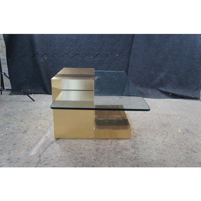 Cityscape Mid Century Modern Cantilever Floating Gold Coffee Table Attributed to Paul Evans For Sale - Image 12 of 12