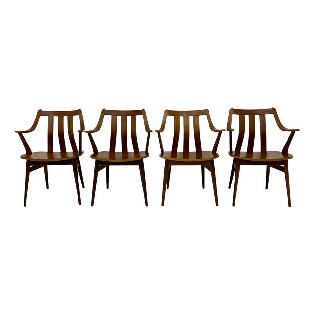 Teak Plywood Dining Chairs attributed to Pastoe, 1960s, Set of 4 For Sale