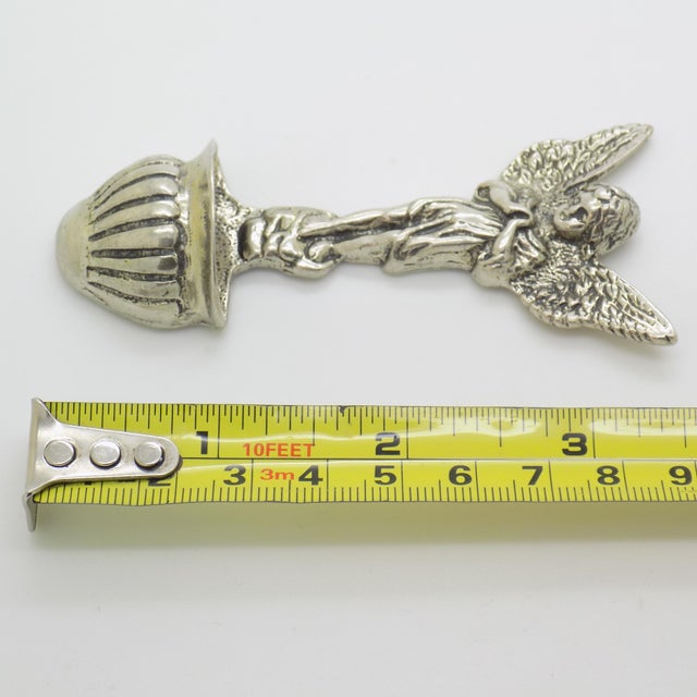 Vintage Italian Handmade Genuine Silver Angel Themed Holy Water Font Figurine For Sale - Image 11 of 11