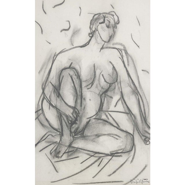 Manfred Schwartz (American, born Poland, 1909-1970), Nude Woman Study, Charcoal on Paper, artist's signature stamp lower...