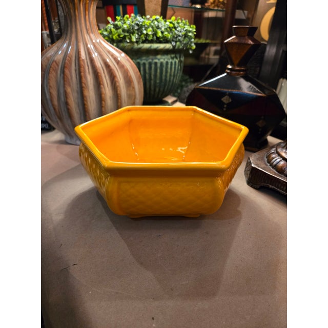 1950s Vintage 1950's Hexagon Royal Heager Style Pottery Vase For Sale - Image 5 of 5