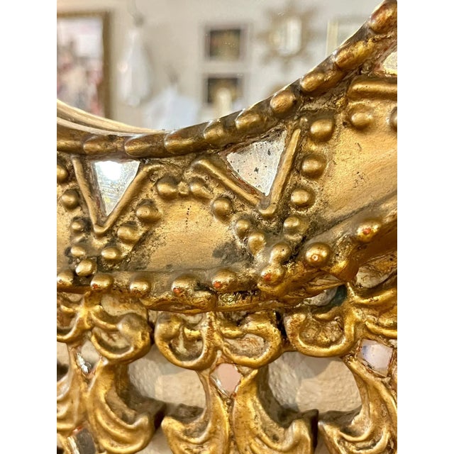 Wood Large Mid-Century Peruvian Giltwood Sunburst Mirror With Intricate Carved Detail For Sale - Image 7 of 18