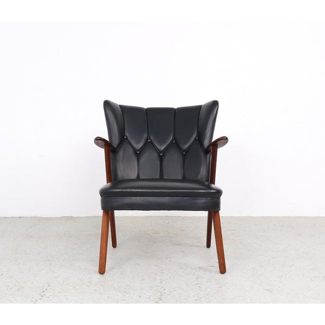 Black Danish Chairs in Teak and Faux Leather from Erhardsen & Andersen, 1960s, Set of 2 For Sale - Image 8 of 17
