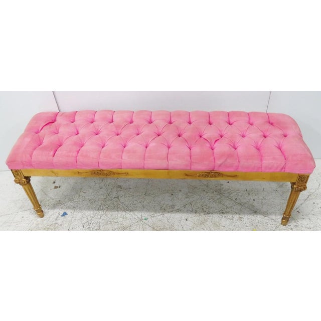 Gold Hollywood Regency Tufted Bench Chairish