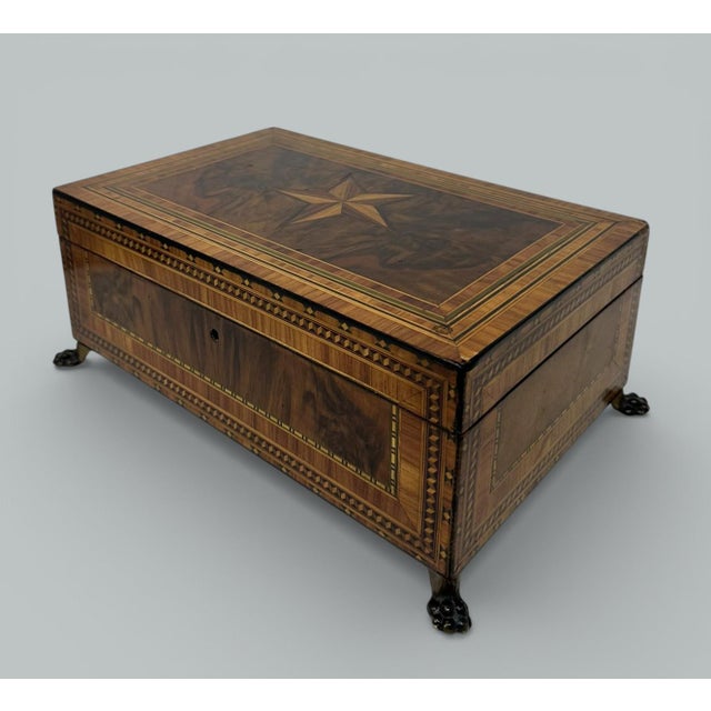 Antique English Burl Walnut Wooden Marquetry Victorian Jewelry Box 19th Century For Sale - Image 10 of 13