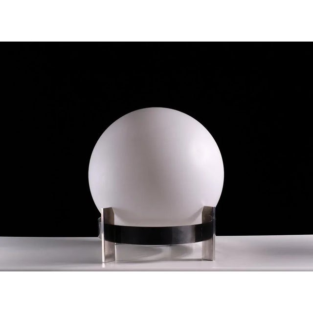 Very nice large Peill & Putzler, Globe floor lamp or table lamp. 1970s Germany . The lamp consists of a big white opaline...