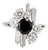 Vintage Modernist Natural Sapphire and Diamond - 18k White Gold Ring, Size 6.75 For Sale