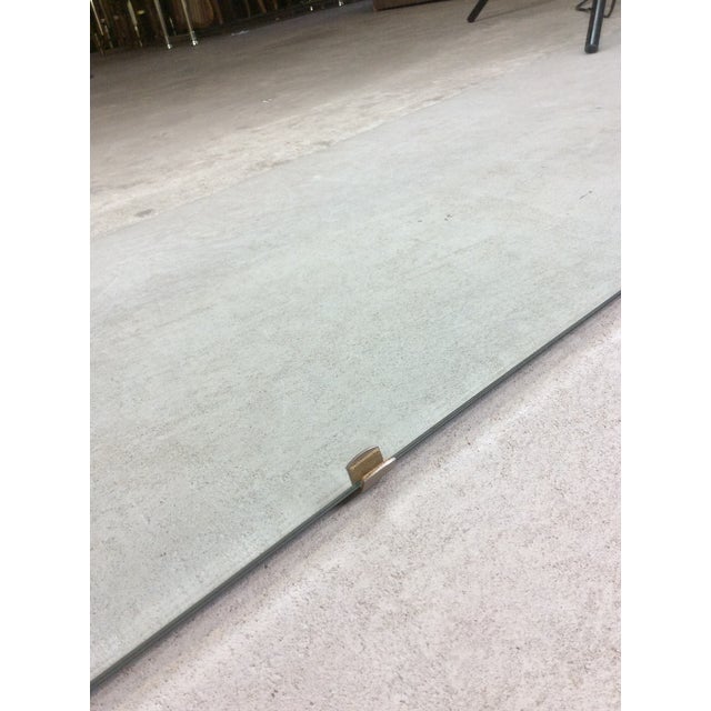 Mid Century Modern Long Rectangular Wall Mirror With Beveled Edge and Brass Accents For Sale - Image 13 of 18
