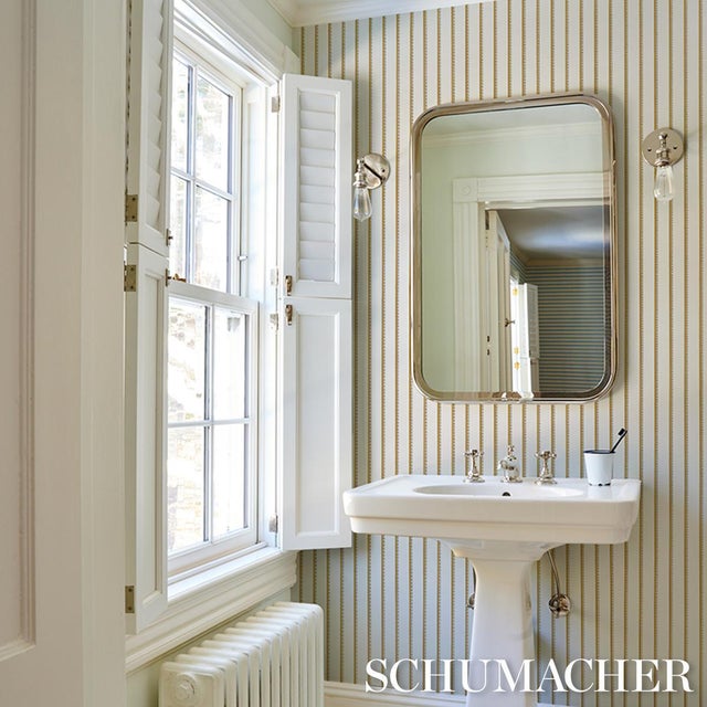 2020s Schumacher Tyla Stripe Wallcovering In Dijon For Sale - Image 5 of 6