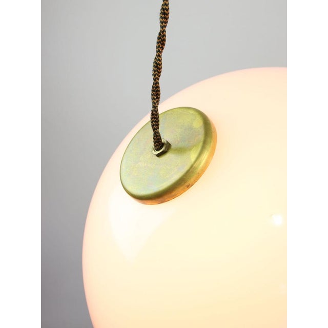 Metal Italian Space Age Orange Acrylic Glass and Brass Pendant Lamp, 1970s For Sale - Image 7 of 18