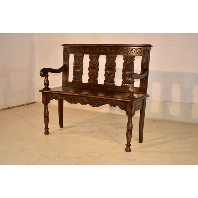 19th Century French Oak Settee With Hand Carving For Sale In Greensboro - Image 6 of 10