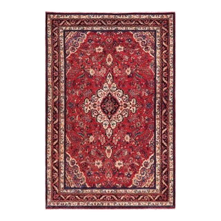 Shabby Chic Persian Red/Blue Wool Rug - 6'7'' X 9'10'' For Sale