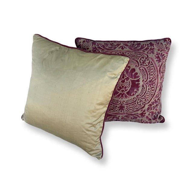 Italian Vintage Italian Fortuny Pillows- A Pair For Sale - Image 3 of 4