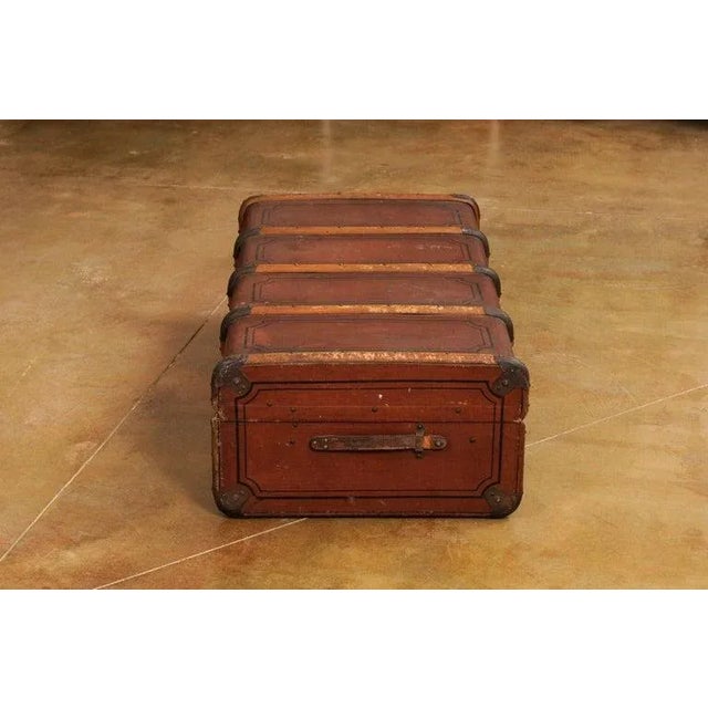 Brown 20th Century Italian Leather, Wood and Brass Travel Trunk For Sale - Image 8 of 12