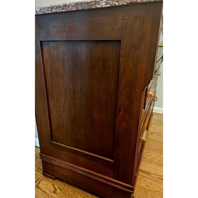 Antique 19th Century French Louis Philippe Burled Walnut Commode | Marble Top For Sale - Image 13 of 15