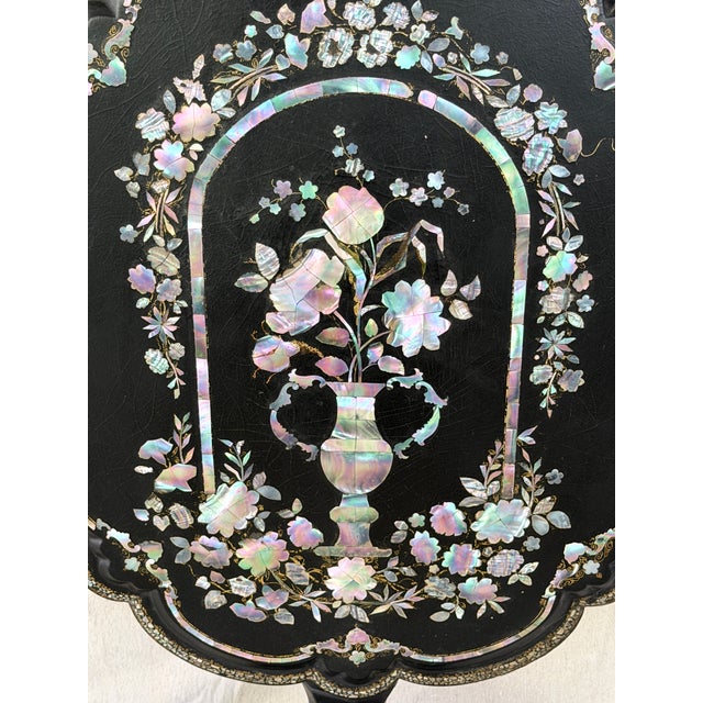 19th C English Mother-of-Pearl Tilt-Top Table For Sale - Image 11 of 18