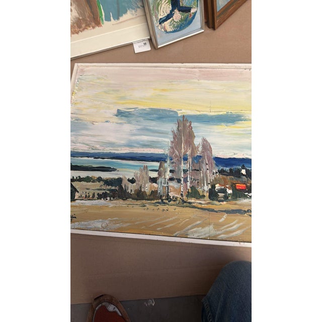 Harry Sahlin, Houses by the Shore, 1975, Oil on Panel, Framed For Sale - Image 6 of 18