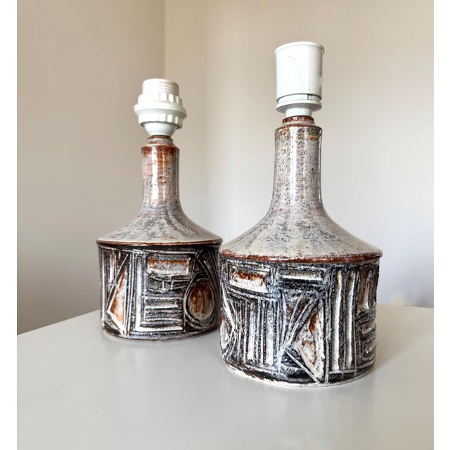 Vintage Stoneware Table Lamps by Jette Hellerøe for Axella, 1960s, Set of 2 For Sale - Image 9 of 9