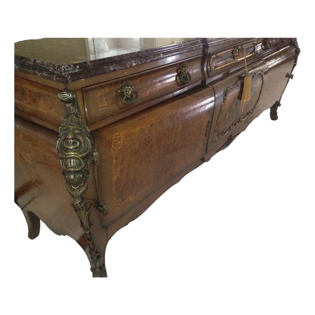 Sculptural 19th Century French Louis XV Bombé Marble-Top Sideboard For Sale