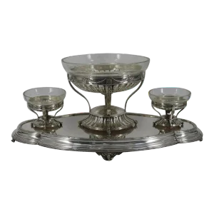 Elkington Silverplate and Glass Centerpiece - 4 Pieces