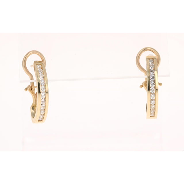 Contemporary Roshe Jewels Hoop Earrings With Natural Diamonds, 0.75 Carats 14k Yellow Gold, A Pair For Sale - Image 3 of 12