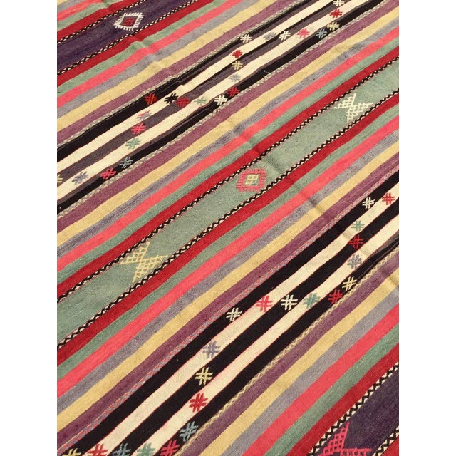 Vintage Striped Turkish Kilim Rug - 71" X 117" For Sale - Image 4 of 11