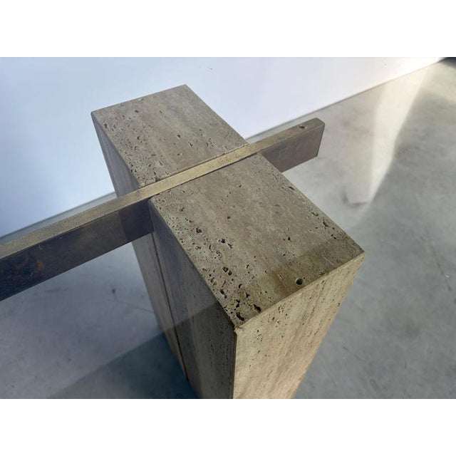 Large Vintage Travertine Dining Table from Artedi, 1970s For Sale - Image 4 of 12