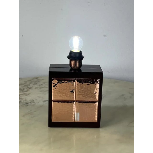 Italian Table Lamp in Walnut and Copper, 1990s For Sale - Image 11 of 13
