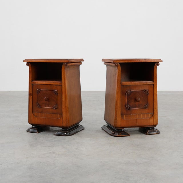 Art Deco Wooden Nightstands, Italy, 1920s, Set of 2 For Sale - Image 12 of 12