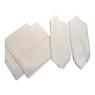 Vintage Tesoro Oversized Off White Waffle Stitch Matelasse Napkins- Set of 4 For Sale