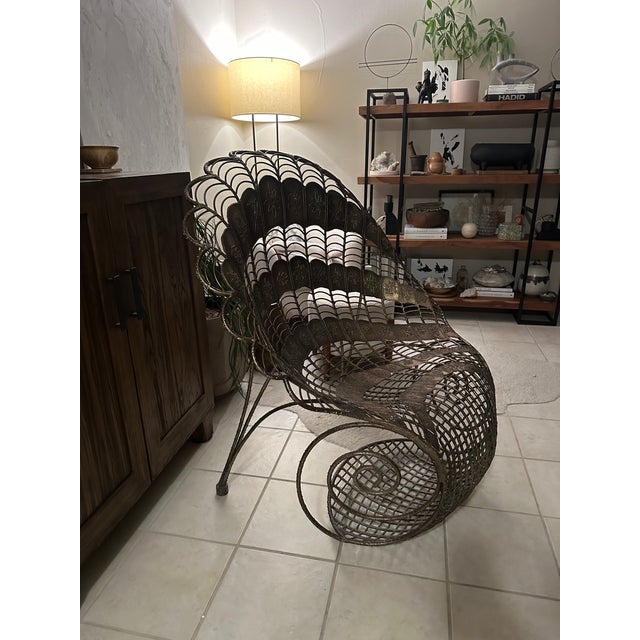 Metal Mid 20th Century Wrought Iron Peacock Chair For Sale - Image 7 of 13