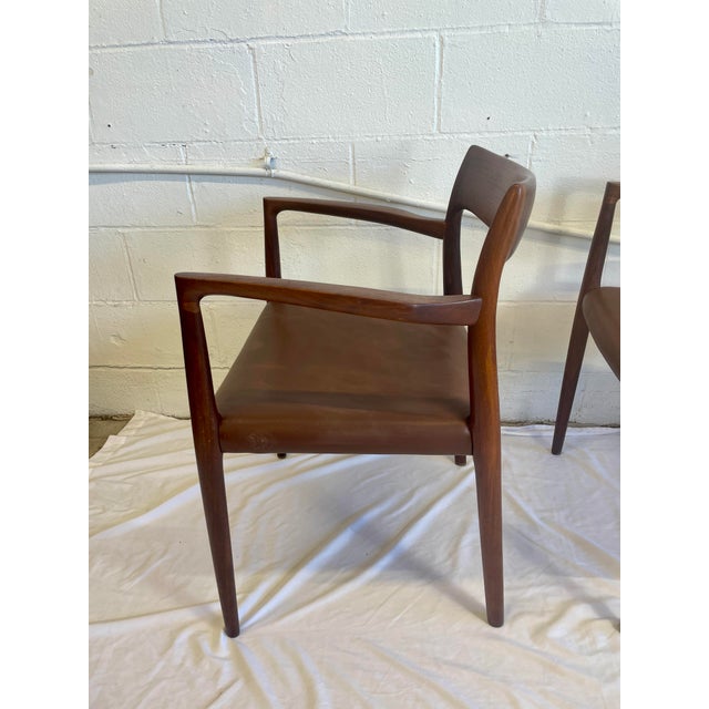 Mid-Century Modern 1960s In Style of Neil’s Otto Moller Model 57 by j.l. Mollers Mobelfabrik Chair Pair For Sale - Image 3 of 11
