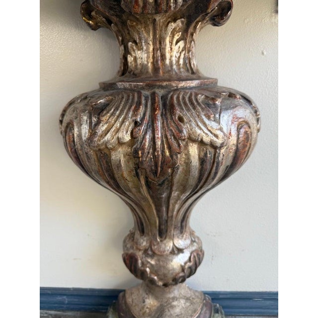 Pair of Italian Baroque Style Silver-Gilt Console Tables With Mirrored Tops For Sale In Los Angeles - Image 6 of 12