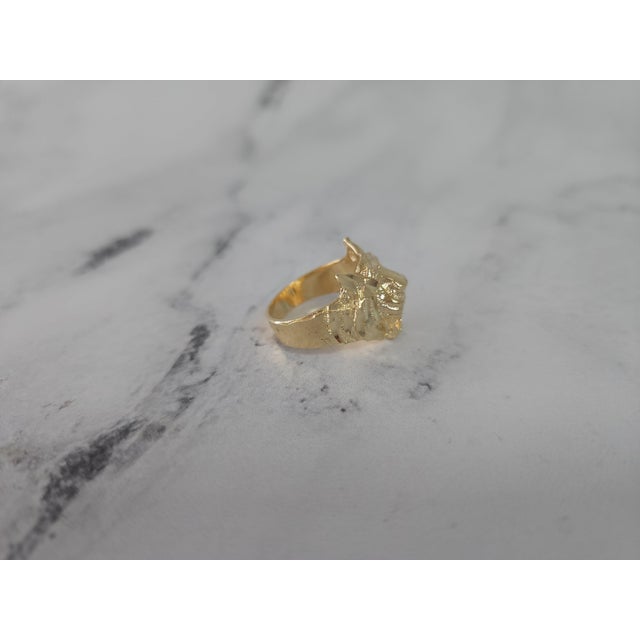 2020s Lion Ring with Diamond Cuts 14k Yellow Gold, Size 5 For Sale - Image 5 of 7