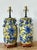 Vintage Boho Blue Rose Glazed Ceramic Vase Lamps - A Pair For Sale In West Palm - Image 6 of 12