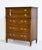 A mid century transitional 5-drawer highboy by Drexel, crafted in solid mahogany with a warm honey-brown finish. A pair of...