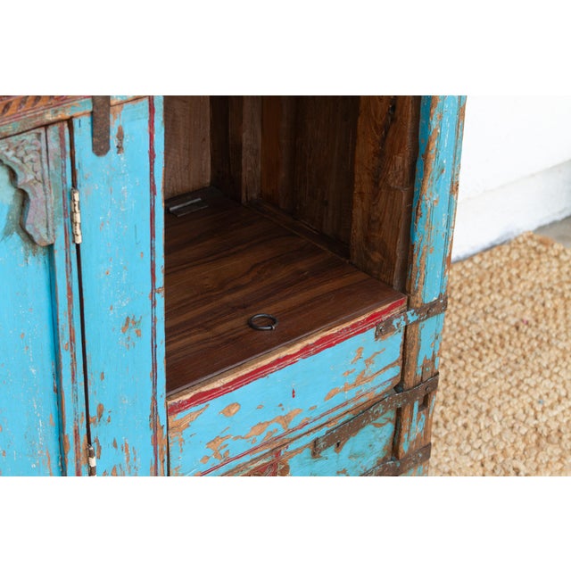 Antique Turquoise Blue Damachiya Cabinet For Sale - Image 4 of 18